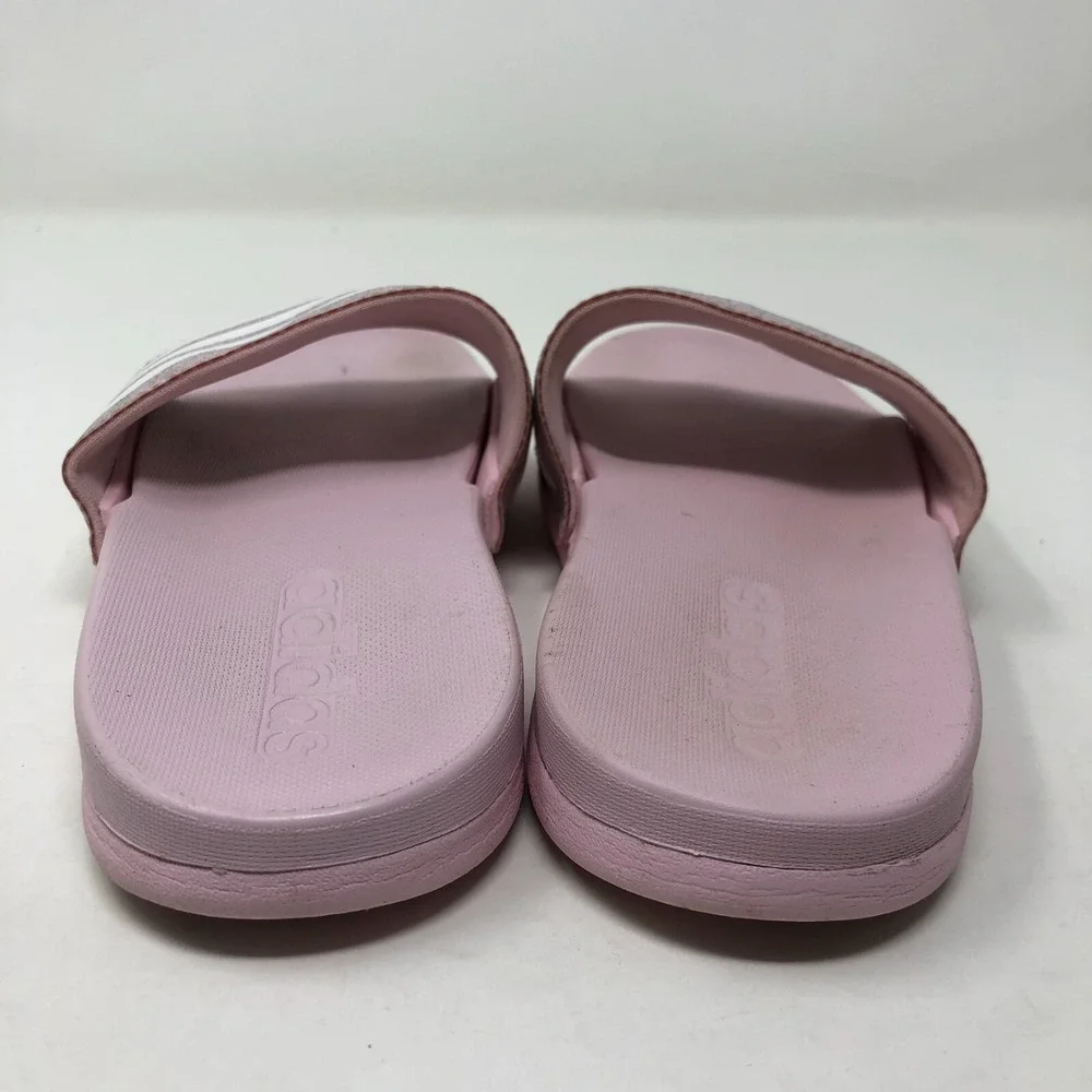 Adidas Slides Adilette Comfort Pink White Girls 12 Slip On Sandals